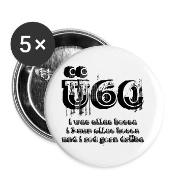 ü60 - über 60, kann alles und weiß alles besser - Buttons groß 56 mm (5er Pack) - Weiß - Vorne