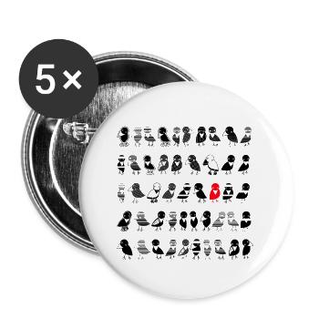 Birds Ravens - Buttons large 2.2''/56 mm (5-pack) - white - Front