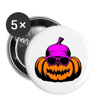 Citrouille Halloween Cool - Lot de 5 grands badges (56 mm) - blanc - Devant