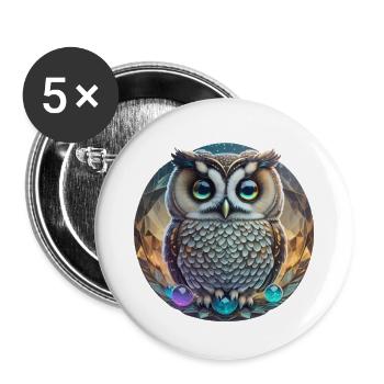 Hibou - Lot de 5 grands badges (56 mm) - blanc - Devant