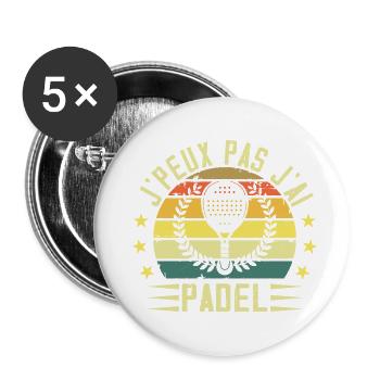 J'peux Pas J'ai Padel - Padel Raquette Padeliste - Lot de 5 grands badges (56 mm) - blanc - Devant