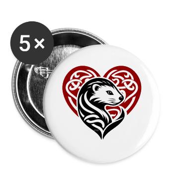 Malignant ermine heart from Brittany - Buttons large 2.2''/56 mm (5-pack) - white - Front
