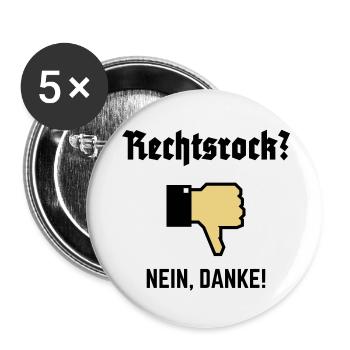 Rechtsrock? Nein, Danke! (Gegen Rechts / P / 3C) - Buttons groß 56 mm (5er Pack) - Weiß - Vorne