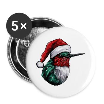 Kolibri Vogel Weihnachten Portät - Buttons groß 56 mm (5er Pack) - Weiß - Vorne
