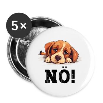 Hund Nö Einfach Nö No Nein Hündchen Lustig Spruch - Buttons groß 56 mm (5er Pack) - Weiß - Vorne