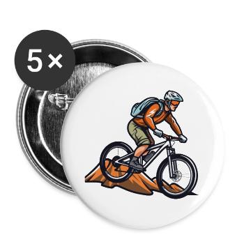 Vététistes Sports VTT - Lot de 5 grands badges (56 mm) - blanc - Devant