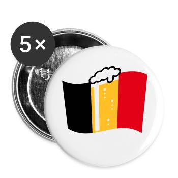 Drapeau de la bière de Belgique (Beer Nation / Beer Country / 3C) - Lot de 5 grands badges (56 mm) - blanc - Devant
