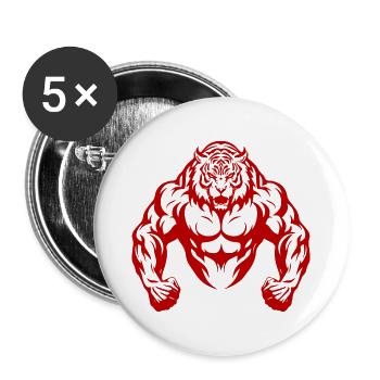 Muscles de musculation de tigre - Lot de 5 grands badges (56 mm) - blanc - Devant