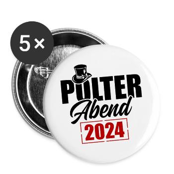 Polterabend 2024 - Buttons groß 56 mm (5er Pack) - Weiß - Vorne