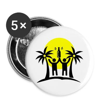 Palmen Party Team - Buttons groß 56 mm (5er Pack) - Weiß - Vorne