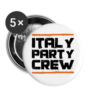 Italien Party Crew - Buttons groß 56 mm (5er Pack) - Weiß - Vorne