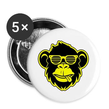 Affenkopf Sonnenbrille Party - Buttons groß 56 mm (5er Pack) - Weiß - Vorne