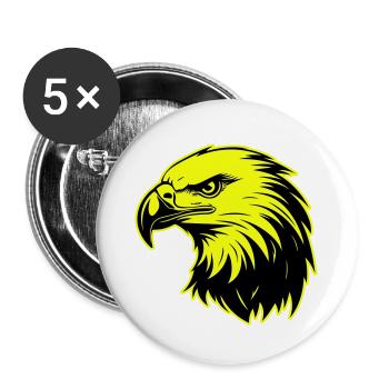 Adler Kopf Porträt Symbol - Buttons groß 56 mm (5er Pack) - Weiß - Vorne