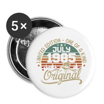Juli 1985 Geburtstagsgeschenk 1985 Juli - Buttons groß 56 mm (5er Pack) - Weiß - Vorne