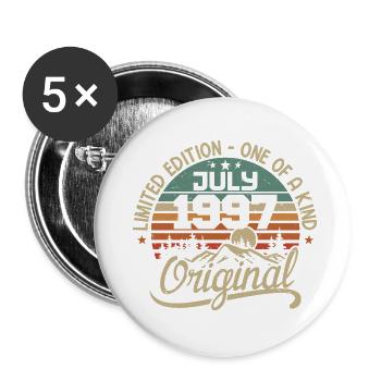 Cadeau Juillet 1997 Cadeau Anniversaire 1997 July - Lot de 5 grands badges (56 mm) - blanc - Devant