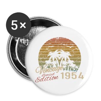 Vintage 1954 Geburtstagsgeschenk 1954 Retro 1954 - Buttons groß 56 mm (5er Pack) - Weiß - Vorne