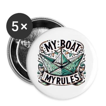 Mon bateau Mes règles Design pour les plaisanciers - Lot de 5 grands badges (56 mm) - blanc - Devant