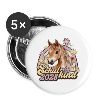 School Child 2025 Horse School Enrollment School Student - Buttons large 2.2''/56 mm (5-pack) - white - Front