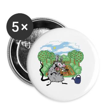 Garden Rat Gardener Hobby Gardener Rodent - Buttons large 2.2''/56 mm (5-pack) - white - Front