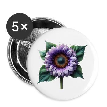 Sonnenblume violett Blumenranke Blume floral - Buttons groß 56 mm (5er Pack) - Weiß - Vorne