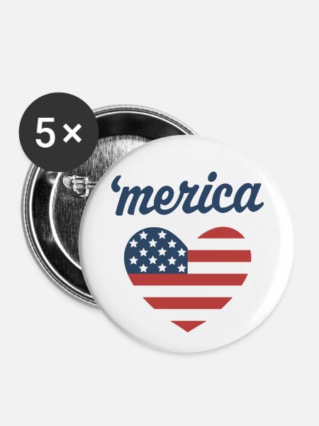 "Merica - Buttons groß 56 mm (5er Pack) - Weiß