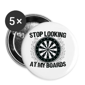 Dart Dartspieler Dartspiel Herren - Buttons groß 56 mm (5er Pack) - Weiß - Vorne