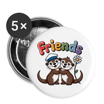 Deux loutres sont la joie et les copains - Lot de 5 grands badges (56 mm) - blanc - Devant