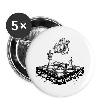 La partie est terminée - Lot de 5 grands badges (56 mm) - blanc - Devant