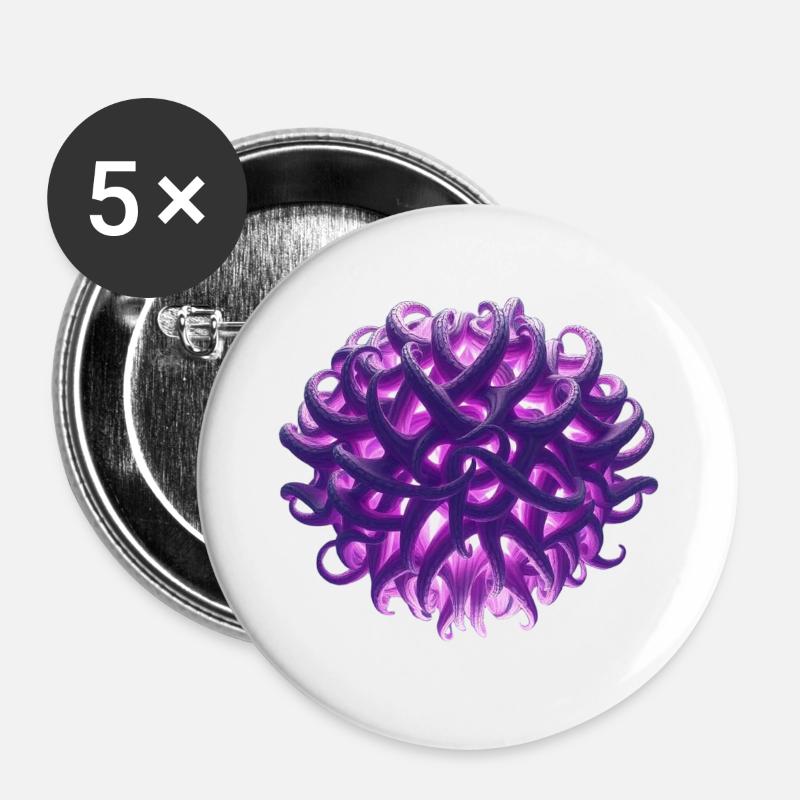purple tentacle ball - Buttons large 2.2''/56 mm (5-pack) - white