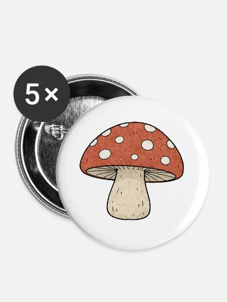 TINY ACTIVISTS | Pilz - Buttons groß 56 mm (5er Pack) - Weiß