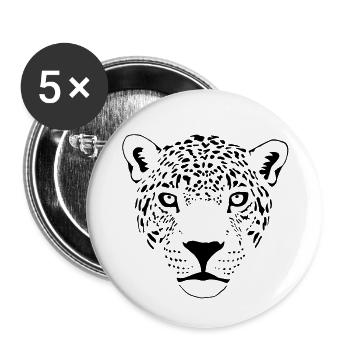 cougar cat panther leopard cheetah - Buttons large 2.2''/56 mm (5-pack) - white - Front