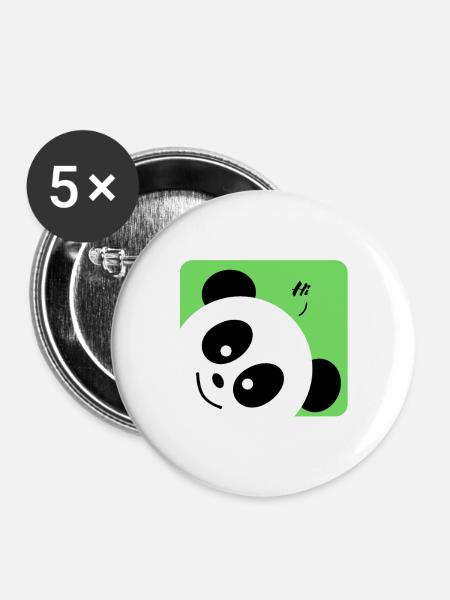 Animal panda - Tierischer Panda - Buttons groß 56 mm (5er Pack) - Weiß