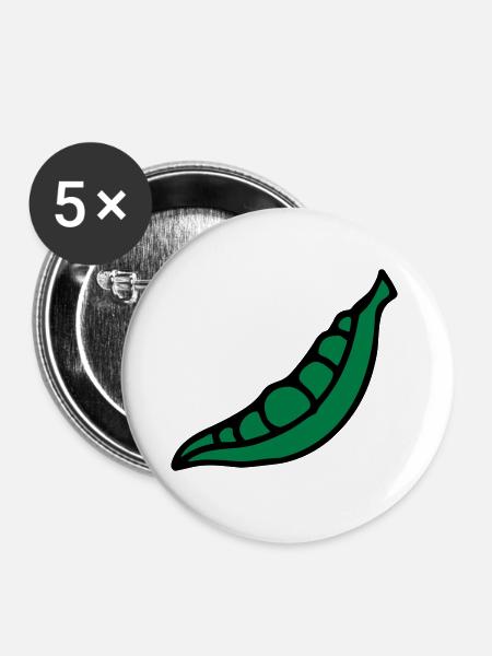 Erbsen Pea pois - Bohne - Buttons groß 56 mm (5er Pack) - Weiß