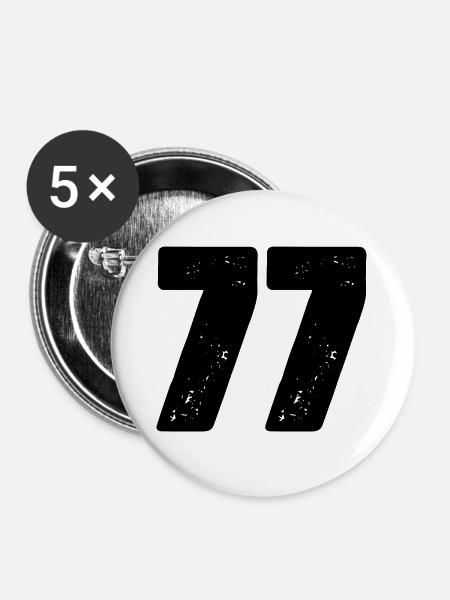 77 Zahl Trikot - Buttons groß 56 mm (5er Pack) - Weiß