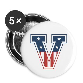 Letter V USA - Buttons large 2.2''/56 mm (5-pack) - white - Front