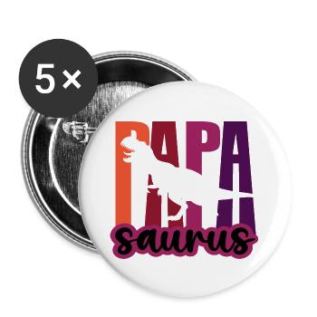 Papasaurus Father's Day Dinosaur T-Rex Gift Idea - Buttons large 2.2''/56 mm (5-pack) - white - Front