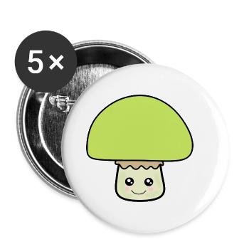 Mushroom green, green mushrooms - Buttons large 2.2''/56 mm (5-pack) - white - Front