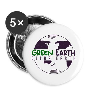 Grüne Erde, Klare Erde - Buttons groß 56 mm (5er Pack) - Weiß - Vorne