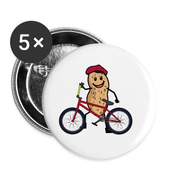 Peanut Bicycle Cyclist Children Child Wheel - Buttons large 2.2''/56 mm (5-pack) - white - Front