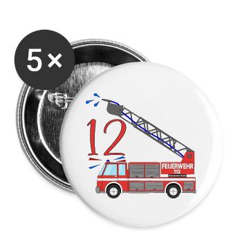 Fire engine 12th birthday - Buttons large 2.2''/56 mm (5-pack) - white - Front