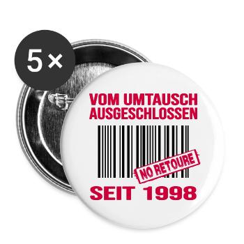 1998 geburtstag 24 jahre retro barcode no retoure - Buttons groß 56 mm (5er Pack) - Weiß - Vorne