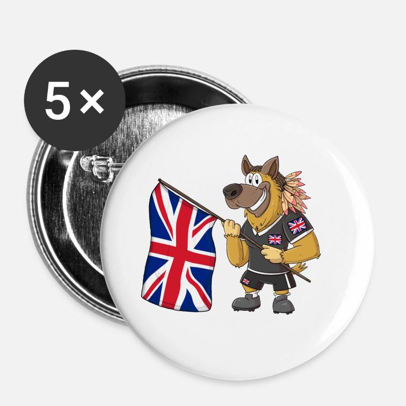 England Rasta Dog - Buttons large 2.2''/56 mm (5-pack) - white