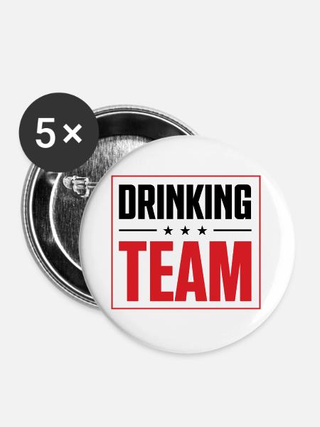 Drinking Team - Buttons groß 56 mm (5er Pack) - Weiß