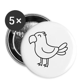 Parrot Comic Animal - Buttons large 2.2''/56 mm (5-pack) - white - Front