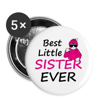 Beste kleine Schwester aller Zeiten - Buttons groß 56 mm (5er Pack) - Weiß - Vorne