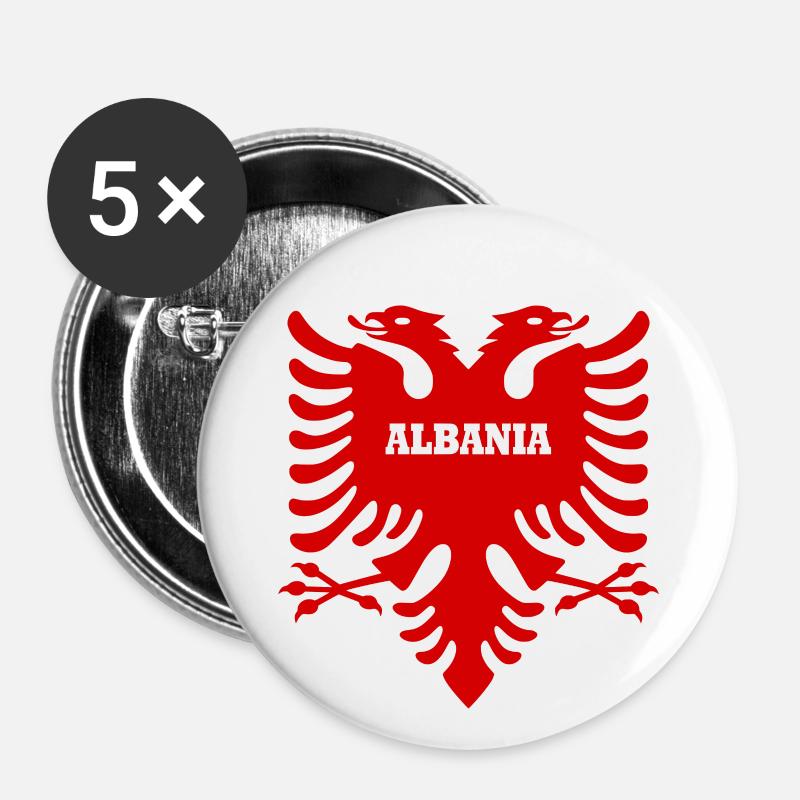 albania Albanian Eagle - Buttons large 2.2''/56 mm (5-pack) - white