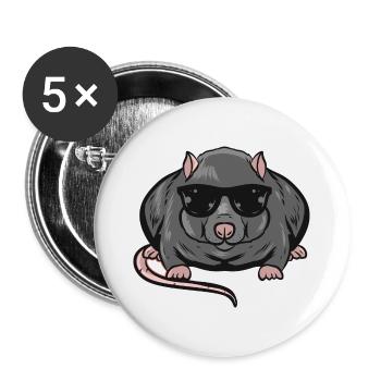 Ratte - Buttons groß 56 mm (5er Pack) - Weiß - Vorne