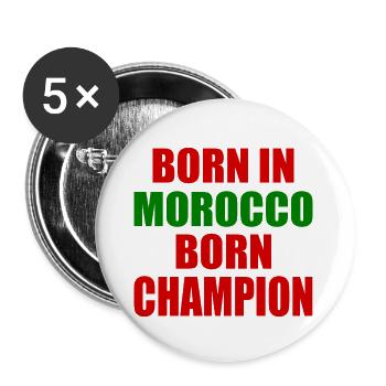 born in morocco born champion - maroc - Lot de 5 grands badges (56 mm) - blanc - Devant