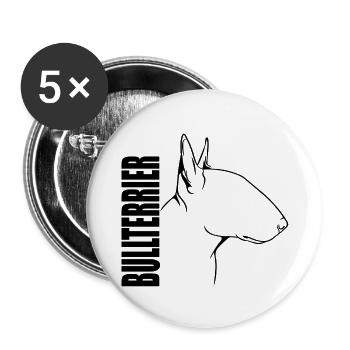 Bull Terrier Profile Dogs Dog Wilsigns - Buttons large 2.2''/56 mm (5-pack) - white - Front