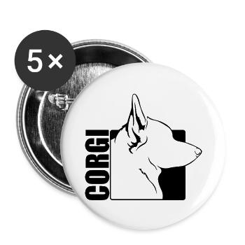Corgi Profil Hunde Hund Wilsigns - Buttons groß 56 mm (5er Pack) - Weiß - Vorne